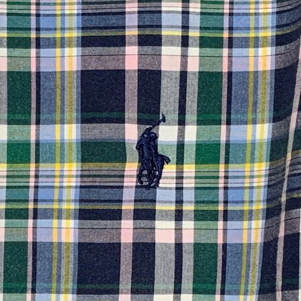 Ralph Lauren Boy’s Large(14-16) Navy Plaid Button Down Collar Shirt, Lik…